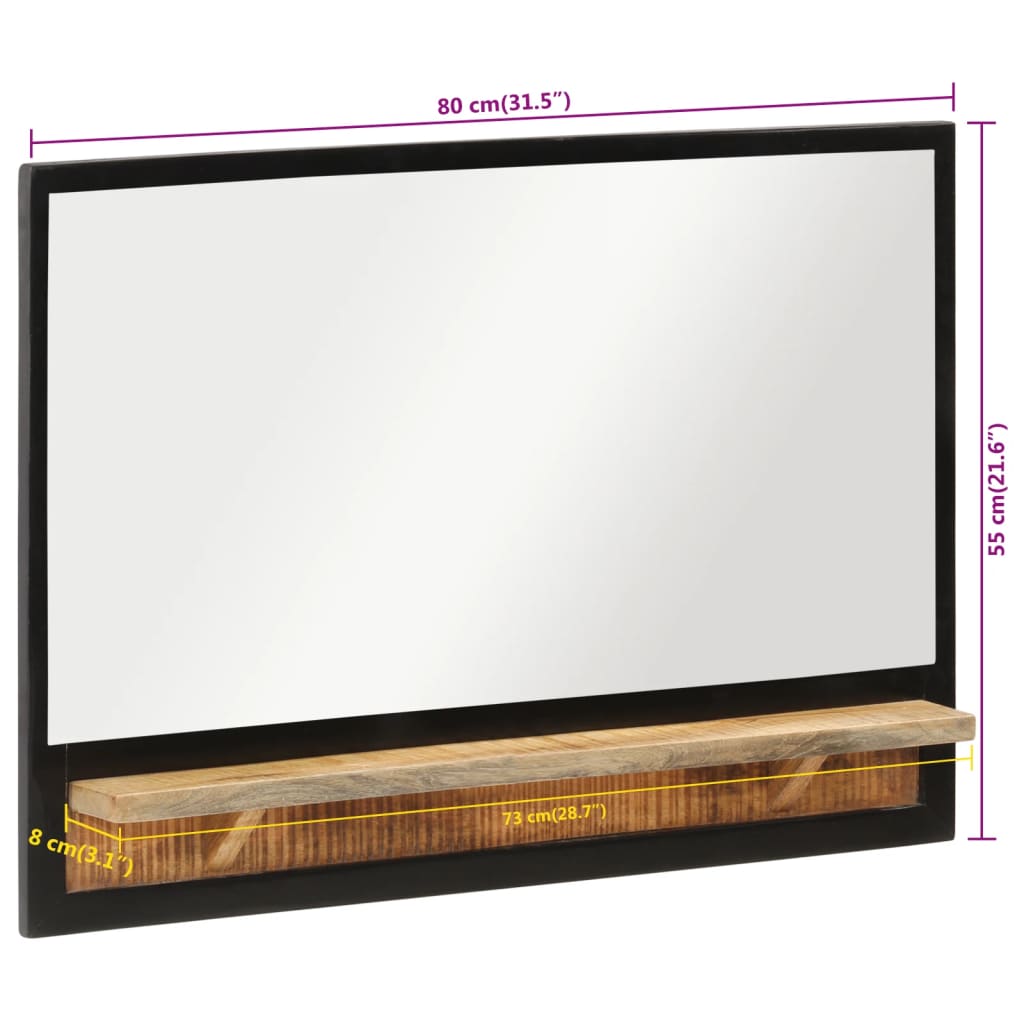 Spiegel Mit Ablage 80X8X55 Cm Glas Und Massivholz Mango