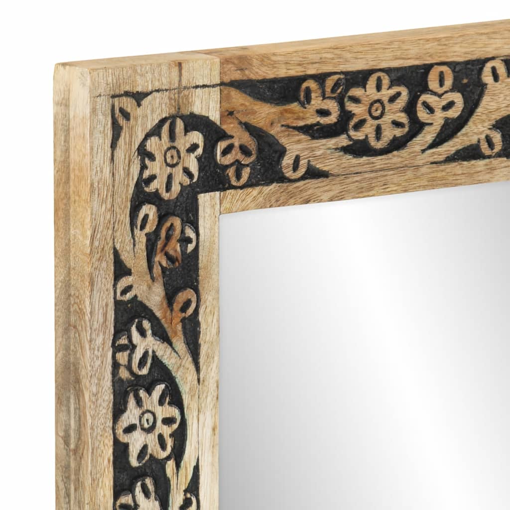 Badspiegel 50X70X2,5 Cm Massivholz Mango Und Glas